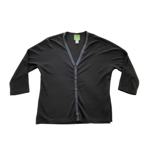 Citrine of Canada Womens Sz 10 Black Button Front V Neck Top Blouse - Picture 6 of 6